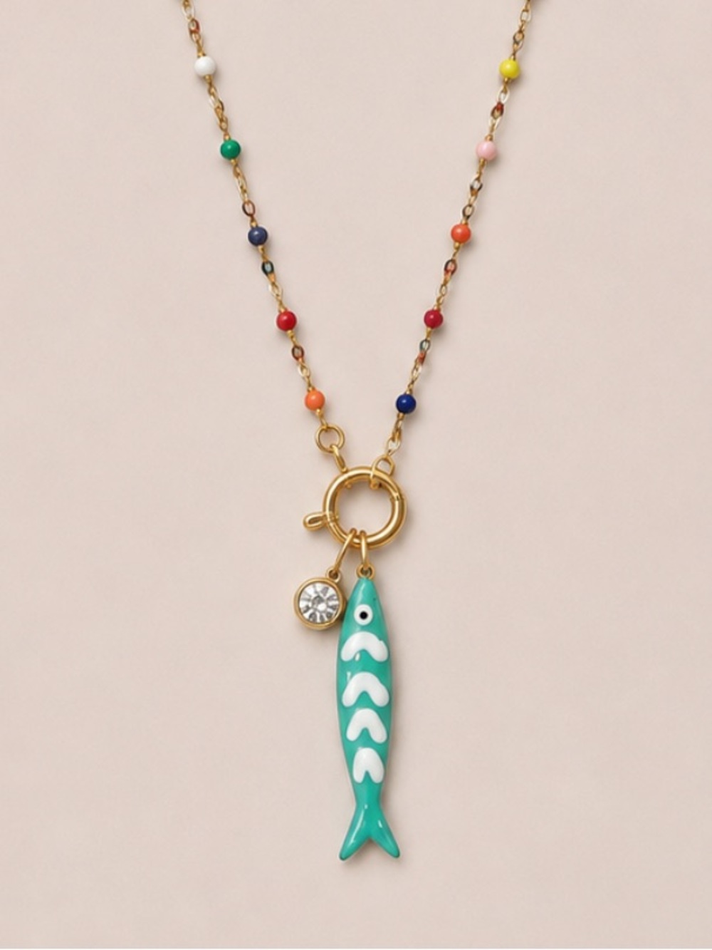 New! Rainbow Gold Chain Sardine Crystal Necklace NWOT 2017